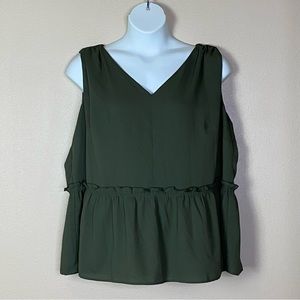 LOFT Plus Sleeveless Peplum Blouse Size 22 Olive Green
